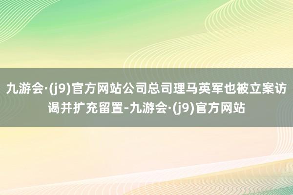 九游会·(j9)官方网站公司总司理马英军也被立案访谒并扩充留置-九游会·(j9)官方网站